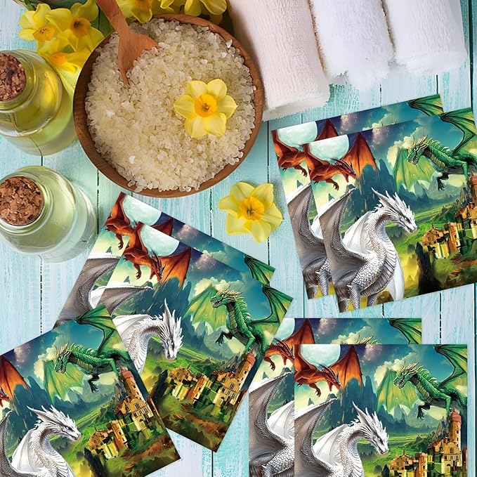 Dragon Birthday Party Napkins Decorations, Disposable Paper West Dragon Napkins Supplies Pack of 50, Cool Baby Shower Party Decor Size 6.5 Inch
