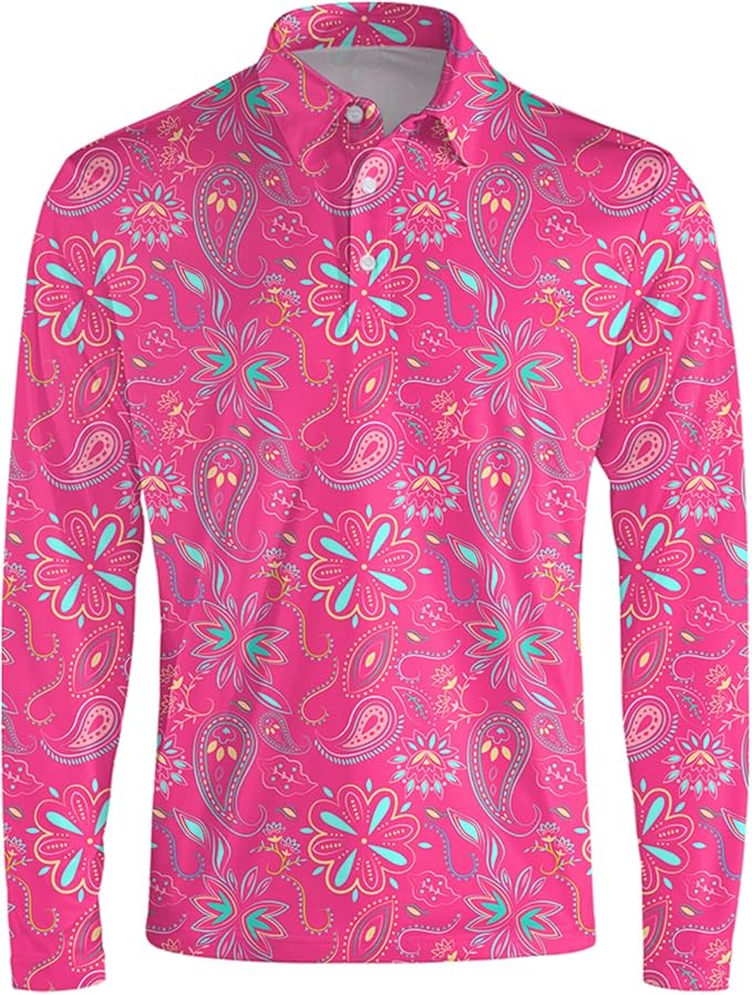 Men's Long Sleeve Golf Shirt Quick Dry 3 Button Work Fishing Outdoor Casual Collar Shirt