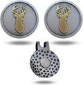 Full Metal Markers Trophy Buck Deer Unique Magnetic Metal Golf Ball Marker Accessory with Hat Clip for Men and Women
