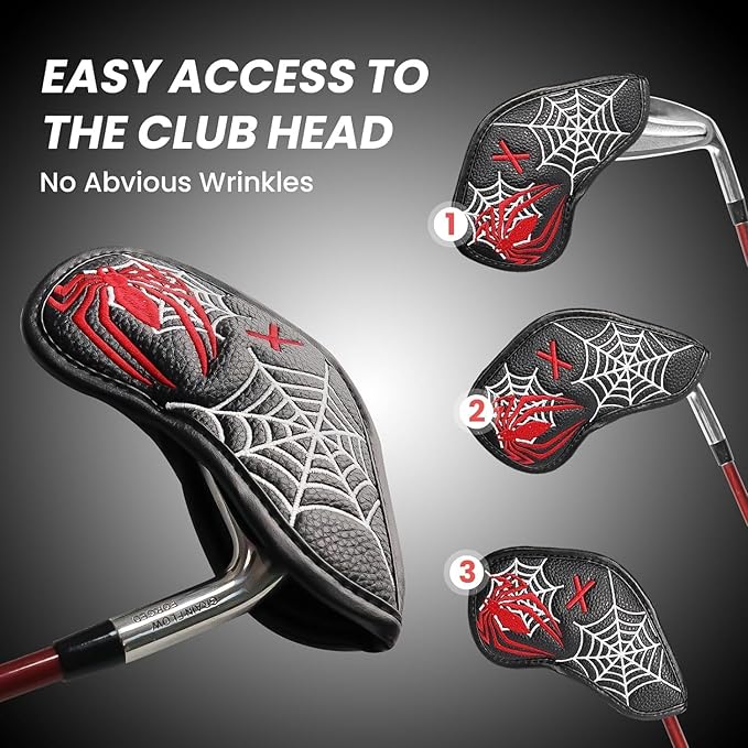 Golf Club Covers Iron Value 12 Pack Stylish Synthetic Leather Headcover, Embroidery Numbers Head Covers Universal Protector Fit Main Iron Wedge Clubs, Accessories Travel for Men Women