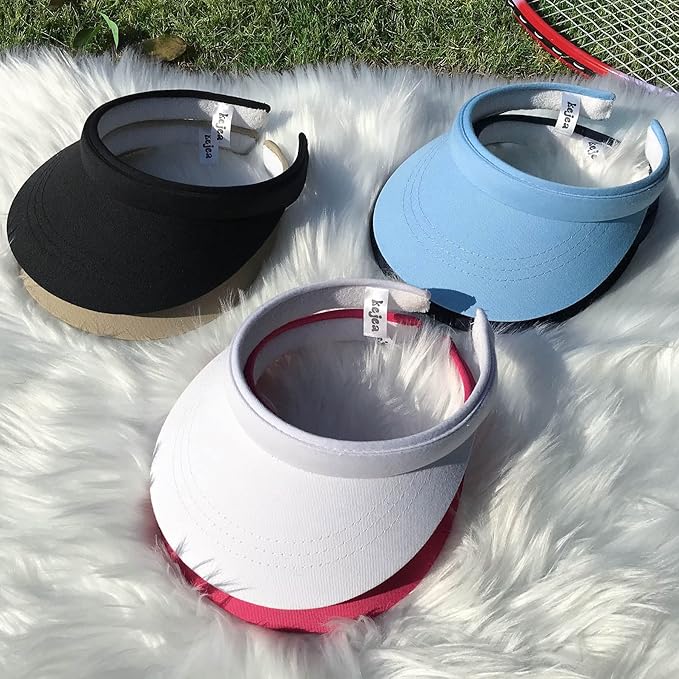 2 Pack Visor Women Men Sun Hat Clip On Visors Adjustable Sport Wide Brim Cap