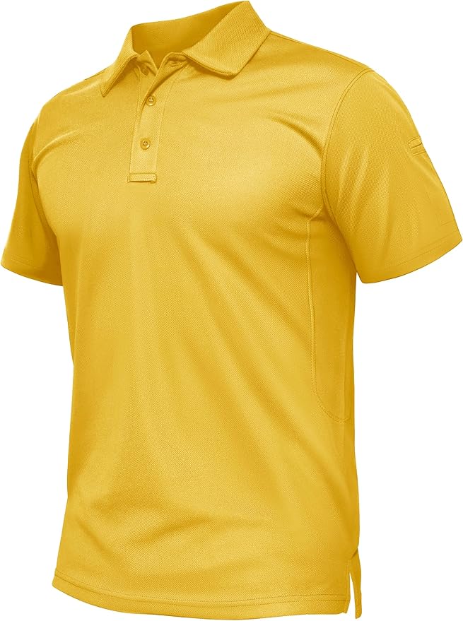 TACVASEN Mens Polo Shirt Short Sleeve Tactical Performance Collared Work Golf Shirts Dry Fit Pique Polos for Summer