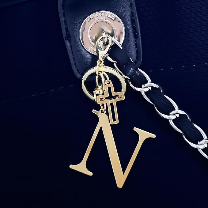 Gold Initial Keychain for Women A-Z Letter Cross Keychains Alphabet Key Chain bag Accessories Gift for Christian