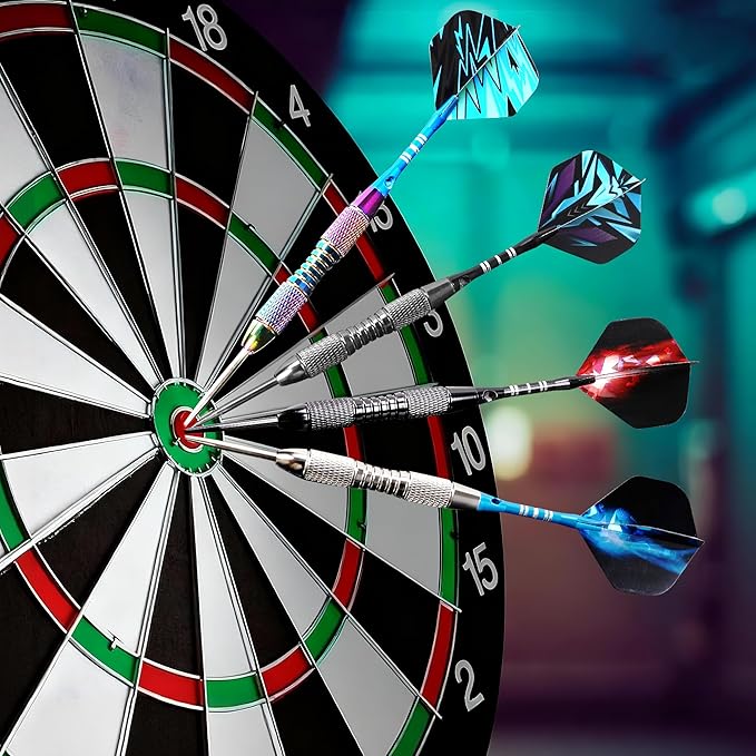 Darts Metal Tip Set Professional Metal Darts for Dartboard Steel Tip Darts with Nonslip Iron Barrel Aluminum Dart Shafts,Extra Flights,Dart Sharpener,Gift Box