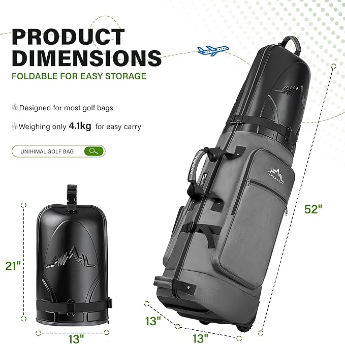 Golf Travel Bag with Hard Case Top, 1680D Heavy Duty Oxford Golf Club Travel Bags for Airlines with Wheels Easy to Maneuver