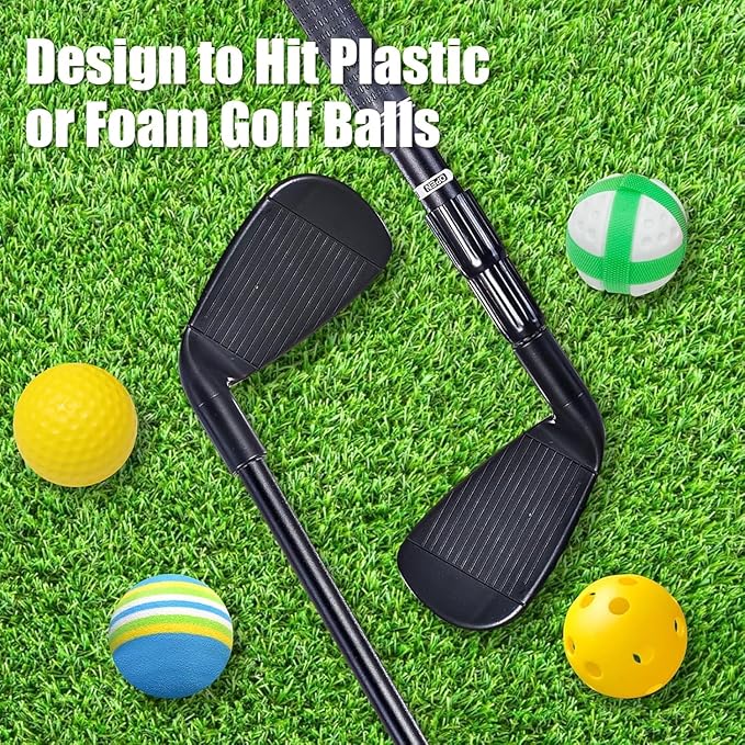Plastic Golf Club Collapsible - Right Hand for Game & Travel, Golf Chiper Club for Junior, Adults Indoor Outdoor Training Bucket Pong Chipping Games for Family, Hit Plastic Foam Balls -2PCS