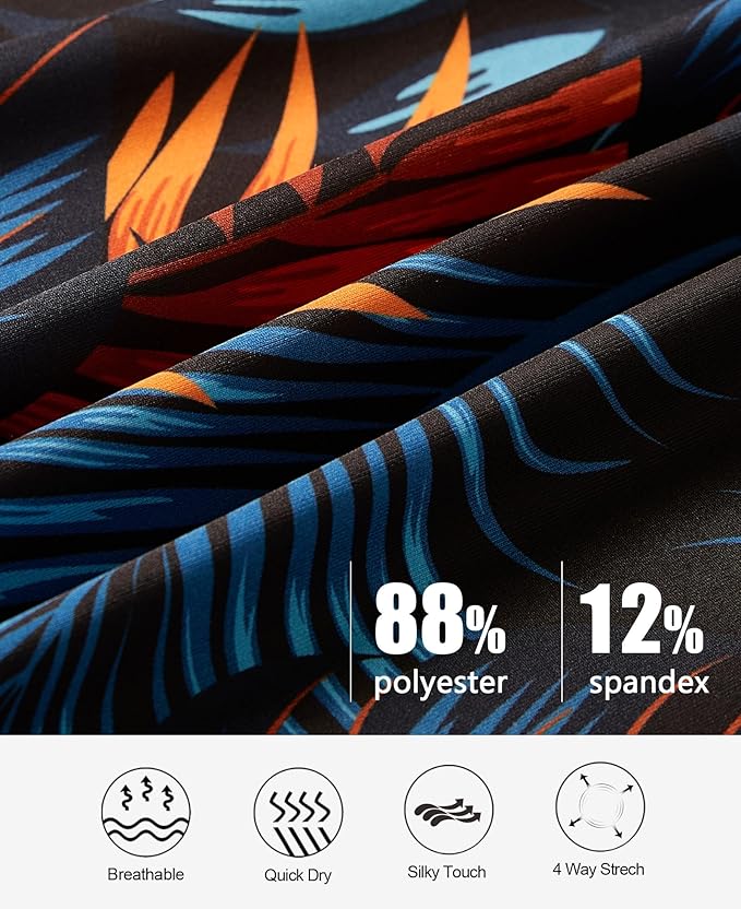 zeetoo Men's Polo Shirts Hawaiian Golf Polos Shirts Short Sleeve Performance Moisture Wicking Mens Golf Shirts