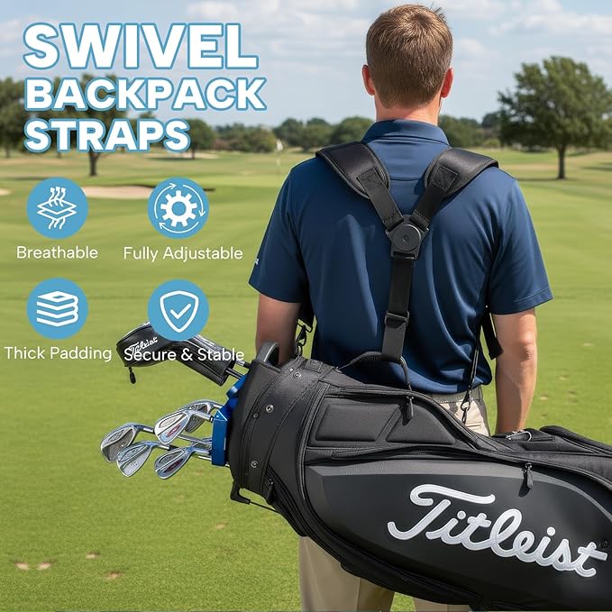 Golf Bag Shoulder Strap, Universal Golf Bag Strap Replacement Double Shoulder Adjustable Strap Padded Golf Bag Carry Strap