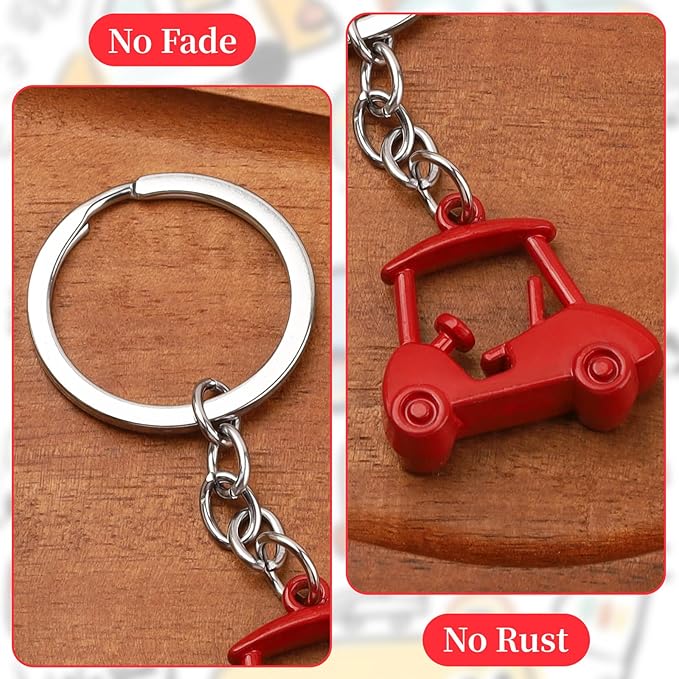 4PCS Black/Red Golf Cart Keychains, Keychain Golf Cart Pendant Keyring, Golfing Themed Key Holder, Golfing Style Key Chains, Unisex Key-Organizer Holder for Birthday, Christmas