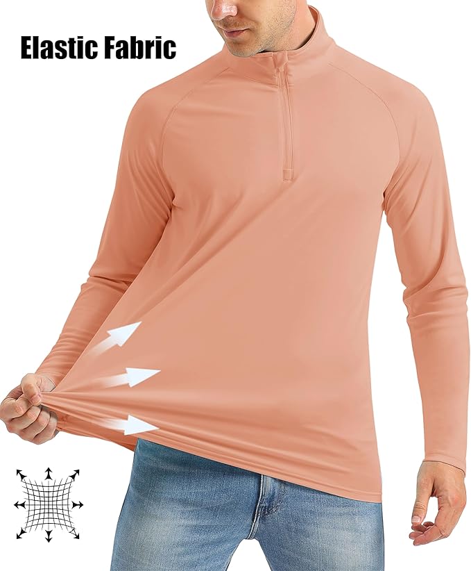 MAGCOMSEN Men's Long Sleeve Sun Shirts UPF 50+ Tees 1/4 Zip Up Fishing Running Rash Guard T-Shirts Outdoor Shirt