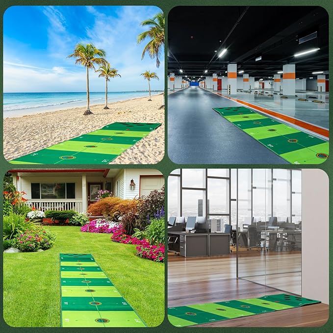 Golf Putting Game Putting Green Golf Putting Mat Indoor Outdoor Pratice Golf Game Set for Office Backyard Party
