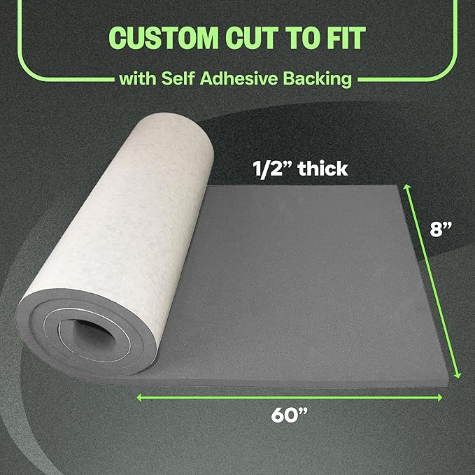XCEL Marine Foam Roll with Self Adhesive – Gray, 60" x 8" x 1/2" Closed Cell Foam Rubber Water Resistant Padding Sheet – Home, Marine, Garage, Automotive, Crafts & Cosplay (Gray, 60" x 8" x 1/2")