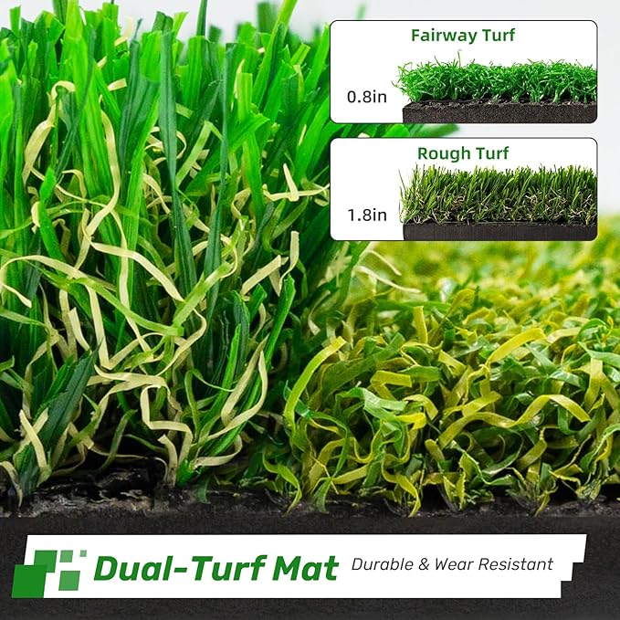 3-in-1 Golf Chipping Mat – Tri-Turf Golf Practice Mat for Indoor & Outdoor Use, Durable Grass Hitting Pad for Driving, Chipping & Putting Training, Portable Backyard Golf Trainer