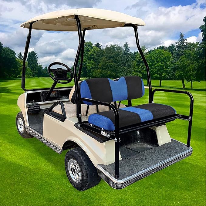 Universal Golf Cart Rear Seat Cover Dress Up for Older Golf Carts - Durable, Breathable Material, Fits Like a Glove for EZGO, Club Car and Yamaha, Easy to Install, Blue