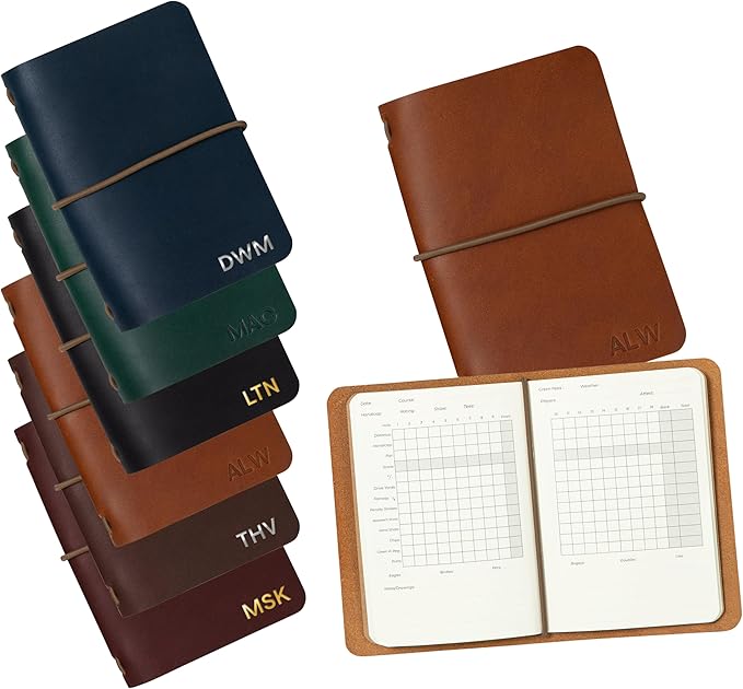 Northwind Personalized Golf Log Book – Handcrafted Full-Grain Leather Golf Score Notebook, Refillable Journal, Made in USA, Custom Engraved Gift for Men & Women Golfers