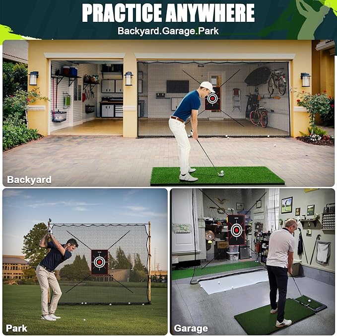Golf Netting 7Ft,10Ft,15Ft,20Ft Golf Practice Net for Garage, Sport Practice Barrier Net, Heavy Duty Nylon Sport Netting Golf Hitting Net for Baseball, Hockey, Soccer, Tennis DIY Ball Net for Backyard