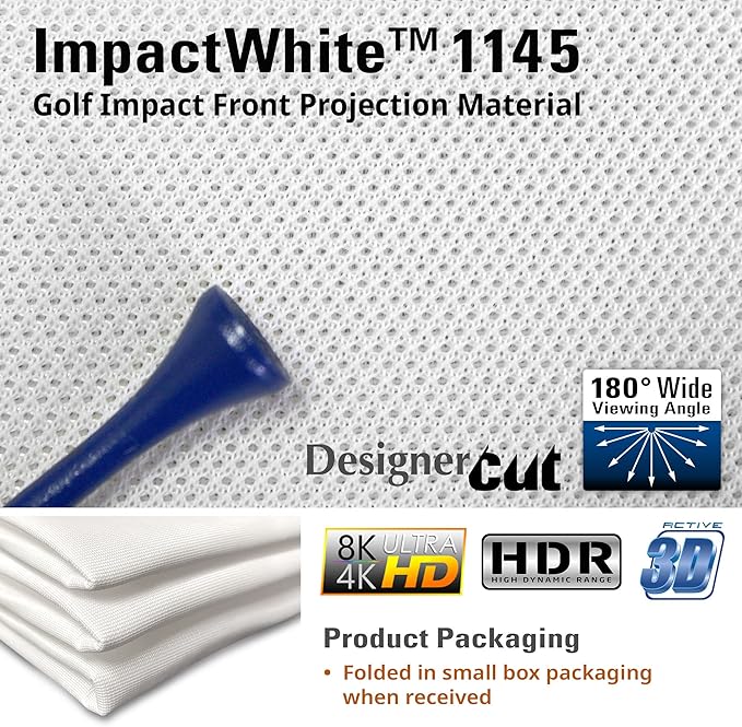 Elite Screens Designer Cut, 10'x13' ImpactWhite DIY Raw Projector Screen Material for Golf/Multi-Sport Simulation, Folded Packing RM-10X13-IPW1145