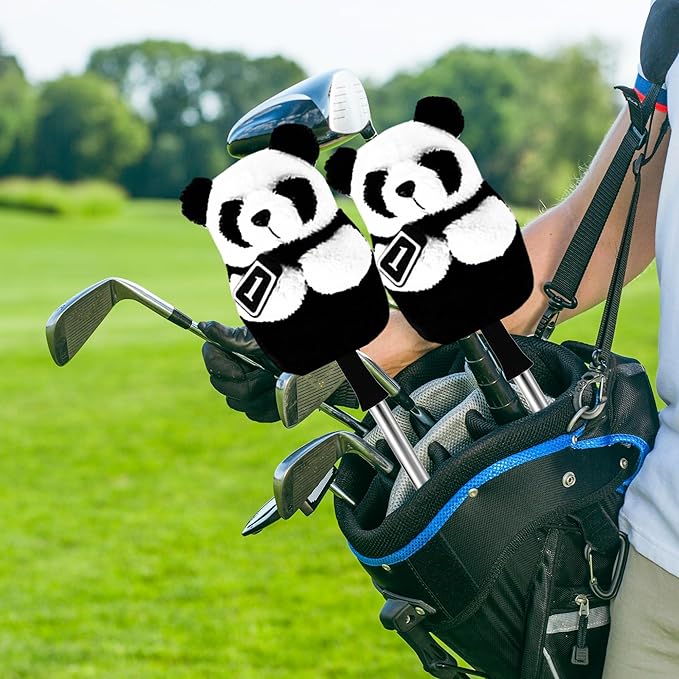 Panda Golf Driver Head Cover - Funny Golf Head Covers for Men & Women, Plush Driver Headcover Fits Most Clubs - Cute Animal Golf Head Covers Protector, for Golfers