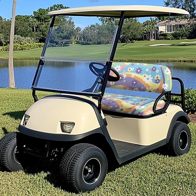 Fashion Print Golf Cart Seat Covers 2 Passenger Golf Cart Backrest Cover Golf Cart Seat Towel Gift for Friends