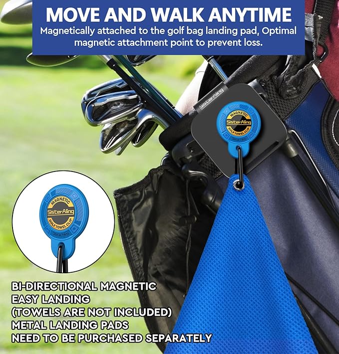 Magnetic Clip for Golf Towel,Removable Industrial Magnetic Accessories Design for Strong Hold to Golf Carts or Clubs