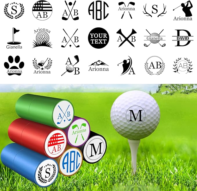 Custom Golf Ball Stamp Marker Personalized Golf Ball Name Logo Quick-Dry Self-Inking Stamper Golf Gift for Men Golfer Dad