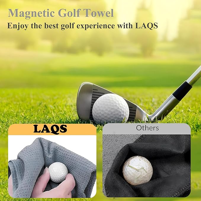 Magnetic Golf Towel 24 x16 – Premium Waffle Weave Microfiber Golf Rag with Strong Magnet and Clip for Clubs & Carts – Ultra-Absorbent, Quick-Dry Golf Towel for Cleaning Clubs & Balls