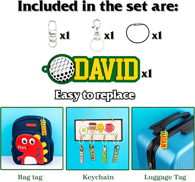 Personalized Sports Golf Keychain – Custom Name Tag, Bag Tag, Luggage Tag – Gift for Kids, Coaches, Teams