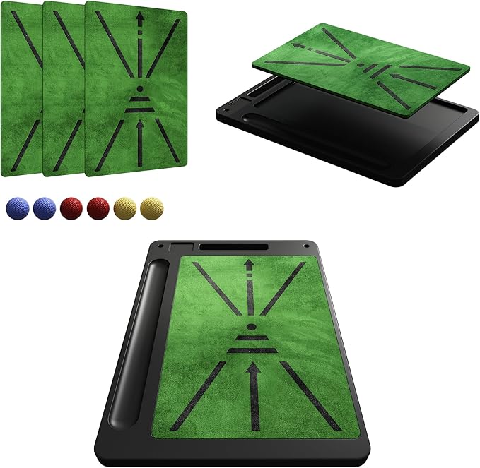 Golf Hitting Mats Practice Mat Outdoor Indoor Training Chipping Show Swing Path Feedback 3 Replaceable Turf Mat with No-Slip Heavy Duty Rubber Backing Golf Accessories Men Dad Husband Gifts