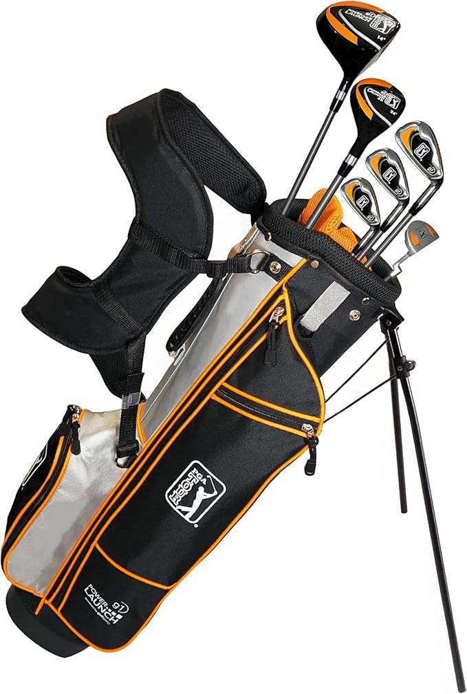 PGA Tour Youth Golf Club Set for Ages 8-12 (4’8”-5’2”) and 12+ (5’2”+), Right and Left-Handed Kids Golf Sets – Beginner Junior Golf Clubs with Lightweight Stand Bag, Mallet Putter, Hybrid, Driver