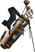 PGA Tour Youth Golf Club Set for Ages 8-12 (4’8”-5’2”) and 12+ (5’2”+), Right and Left-Handed Kids Golf Sets – Beginner Junior Golf Clubs with Lightweight Stand Bag, Mallet Putter, Hybrid, Driver