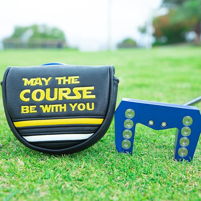 Golf Mallet Putter Cover, May The Course Be with You Magnetic Closure Premium Leather Headcovers Golf Mallet Putter Cover Fits for Golf OZ1 MEZZ 1 MEZZ1 MAX Putter