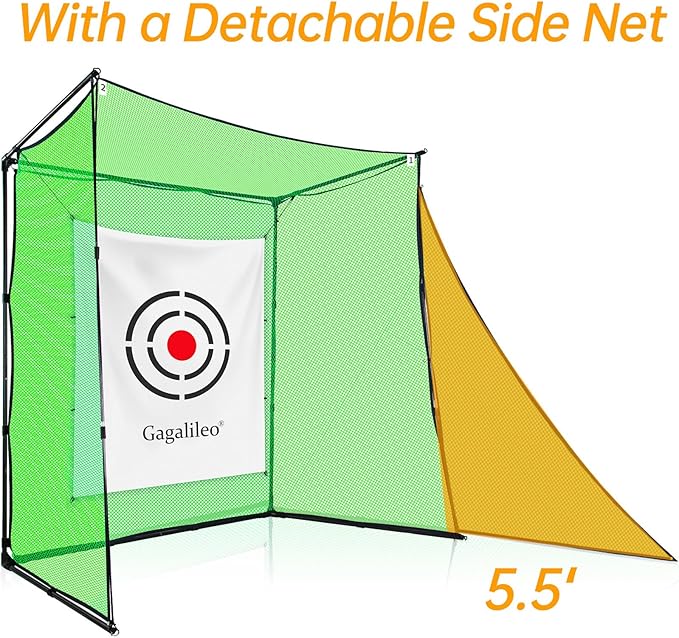 Gagalileo Golf Cage Net: Alloy Steel Frame 7.7X7.7X4.6FT Heavy Duty Practice Accuracy with Target for Backyard Driving Indoor Driving Range Outdoor Training Without Bottom