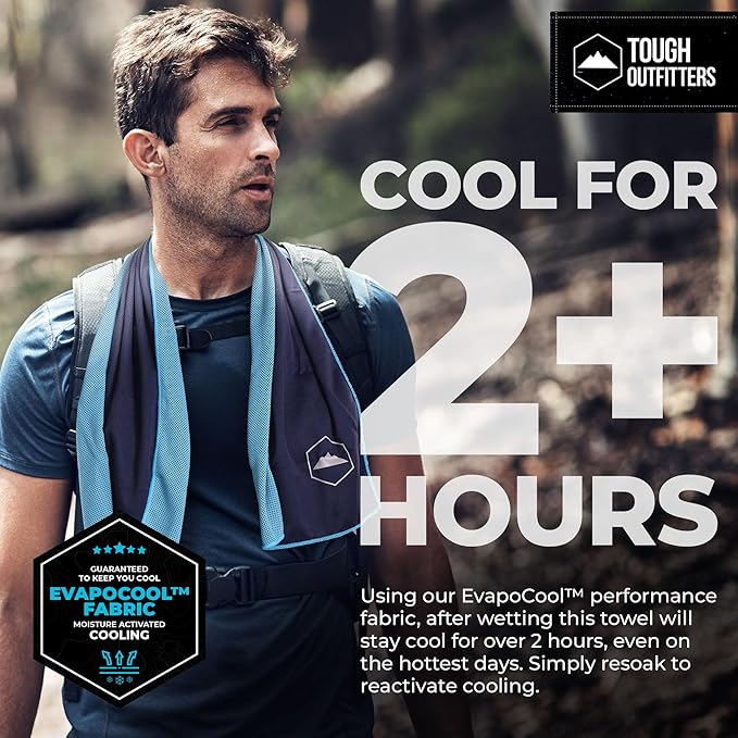 Tough Outdoors Cooling Towels for Neck Face - Neck Cooling Towel for Hot Weather Yoga Sports Golf Sweat - Instant Cold Towel