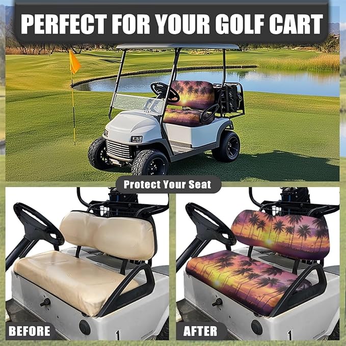 Fashion Print Golf Cart Seat Covers 2 Passenger Golf Cart Backrest Cover Golf Cart Seat Towel Gift for Friends