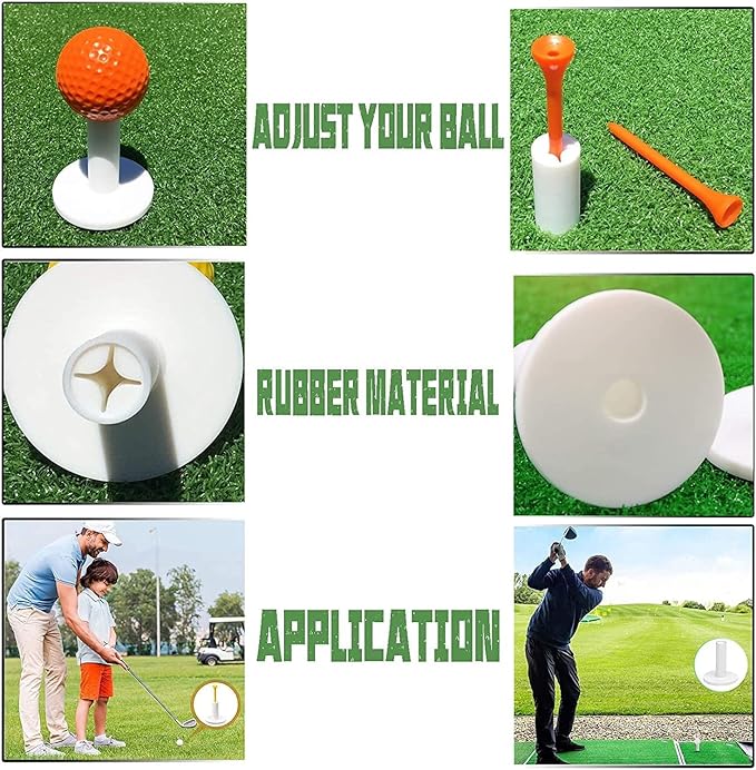 Rubber Golf Holder Set for Driving Range, Rubber Tees Practice for Golf Hitting Mats Outdoor Indoor, 1.5 Inch Holder Tees, Universal with Artificial Turf Golf Mats (10 Set)