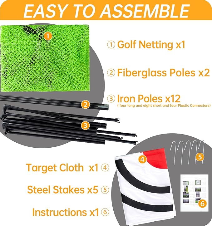 Gagalileo Golf Cage Net: Alloy Steel Frame 7.7X7.7X4.6FT Heavy Duty Practice Accuracy with Target for Backyard Driving Indoor Driving Range Outdoor Training Without Bottom