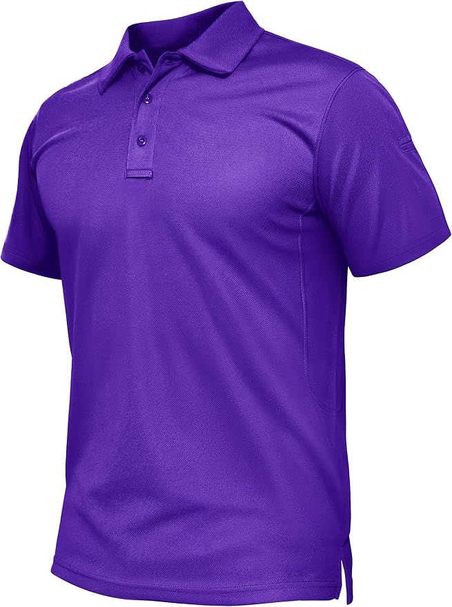 TACVASEN Mens Polo Shirt Short Sleeve Tactical Performance Collared Work Golf Shirts Dry Fit Pique Polos for Summer