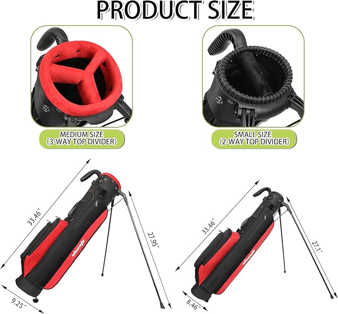 Golf Stand Bag,Lightweight Small Golf Bag,Medium Golf Carry Bag, 2-3Way Divider Men and Women with Adjustable Shoulder Strap Multiple Pockets with Golf Putter Covers