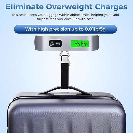 Digital Luggage Scale, WGGE Travel Luggage Weight Scale, Max 110lbs/50kg Baggage Scale with Backlit LCD Display