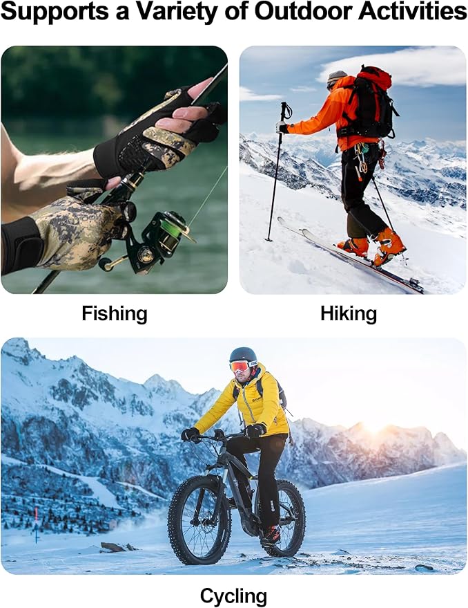 KUTOOK Winter Fishing Gloves for Men& Women Waterproof Glove Cold Weather Hunting Photography Shooting Hiking