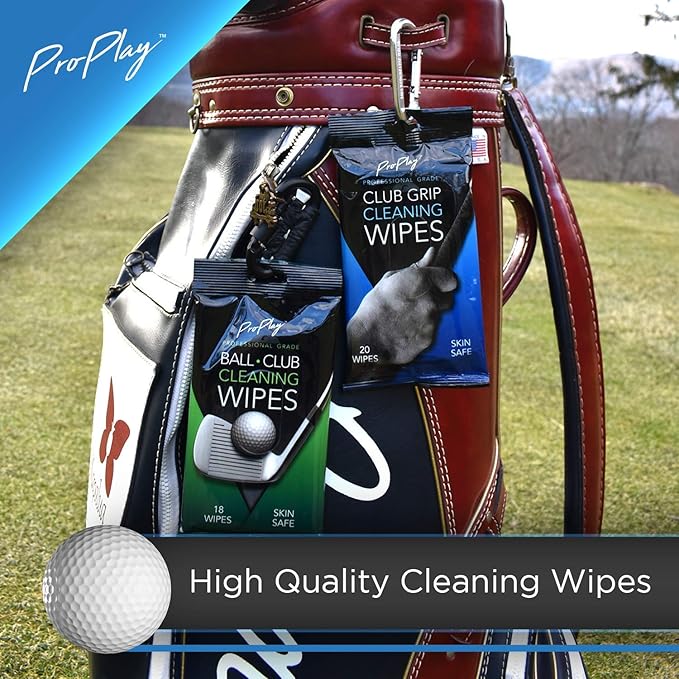 ProPlay Club Grip Cleaning Wipes | Powerful Cleaner Removes Grime, Dirt, and Sweat | Restore Tackiness of Golf Club Grips | Convenient, Resealable Pack - Unscented 3 Pack