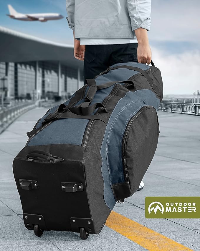 OutdoorMaster Padded Golf Travel Bag with Reinforced Wheels, 900D Heavy Duty Oxford Wear-Resistant and Waterproof Golf Travel Case, Soft-Sided Golf Club Bag, Shoes and Accessories Compartment