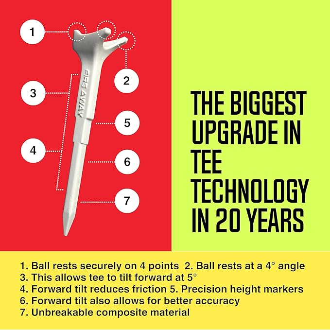 FIRE AWAY Premium Golf Tees, Reduced Ball Spin, Less Friction & Precision Height Markers for Perfect Trajectory, Made of Special Unbreakable Plastic Nylon Blend