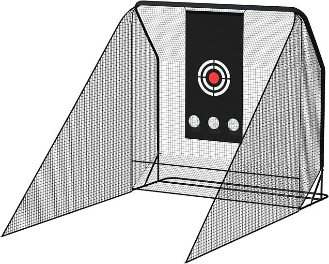 MR Golf Hitting Net 10’x10’ with Side Barriers, Extra Large Golf Practice Net with Ball Return System, Golf Simulator