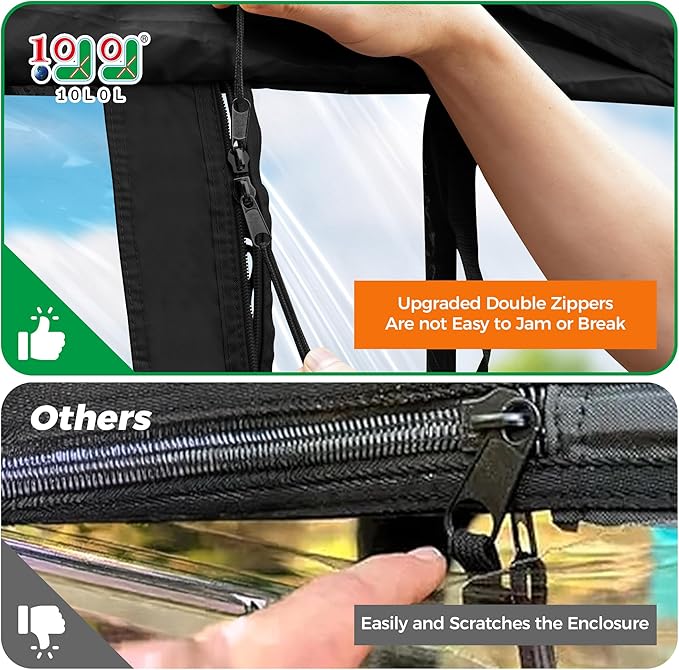 10L0L Universal Golf Cart Enclosure Compatible with EZGO and Club Car Models, 2-Passenger Golf Cart Waterproof 420D Material Windproof Transparent on 2 Sides
