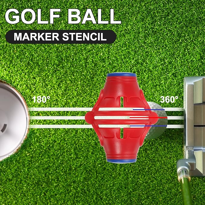 PATIKIL Golf Ball Marker Stencil 360 Degree Triple Track Golf Ball Alignment Marking Tool Line Drawing Marker with Marker Pens for Men Women