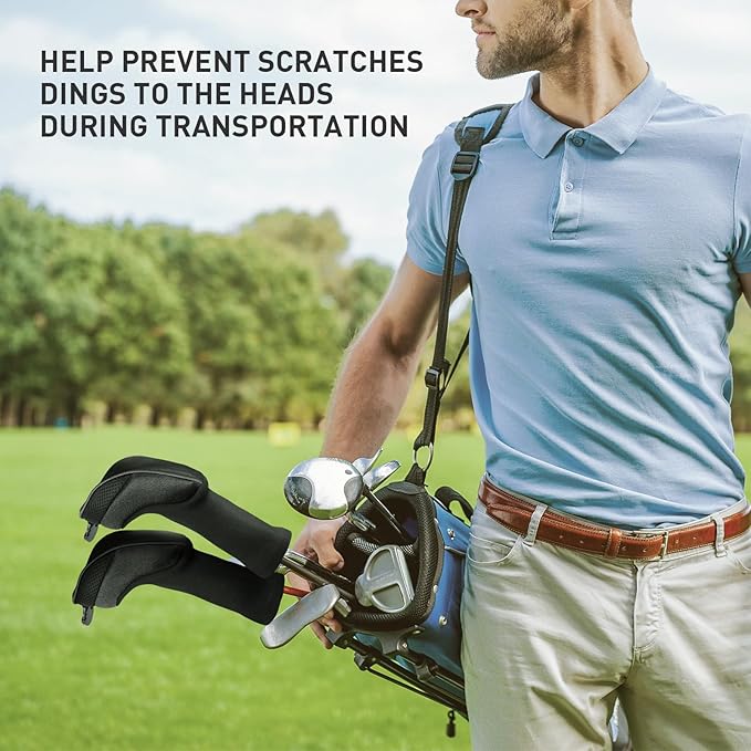FINGER TEN Golf Club Head Covers for Hybrids Long Headcover Interchangeable Accessories for Ultimate Club Protection