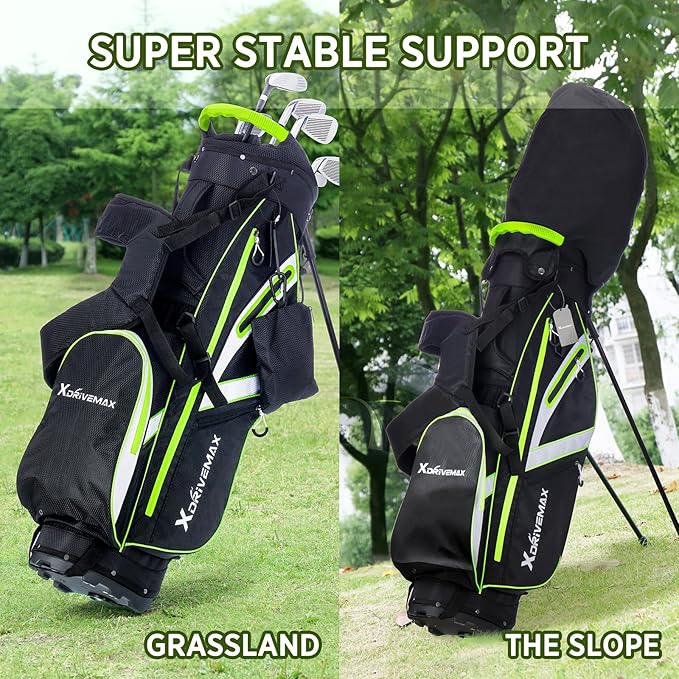 Golf Stand Bag, Lightweight Golf Bag with 8-Way Top Dividers, Golf Bag for Men & Women with Adjustable Dual Strap, Rain Cover, Cooler and Golf Accessory Kit