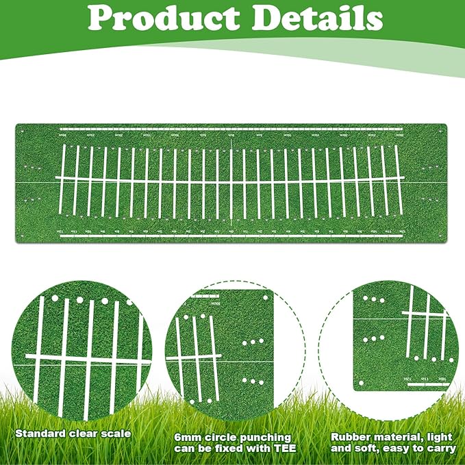 Golf Putting Mats Practice Indoor 30 x 8.27 Inch Golf Putting Practice Training Aid Alignment Track Green Mat Exercise Putter Training Supplies
