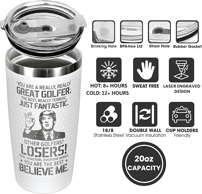Golf Gifts for Men, Grandpa, Uncle, Golfer, Boss - Grandpa Uncle Gifts - Birthday, Christmas Mugs for Men - Gift Ideas for Golfers Mens - 20 Oz Golfer Tumbler for Mens